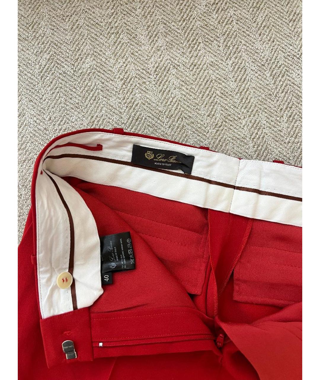 LORO PIANA Красные кашемировые прямые брюки, фото 3