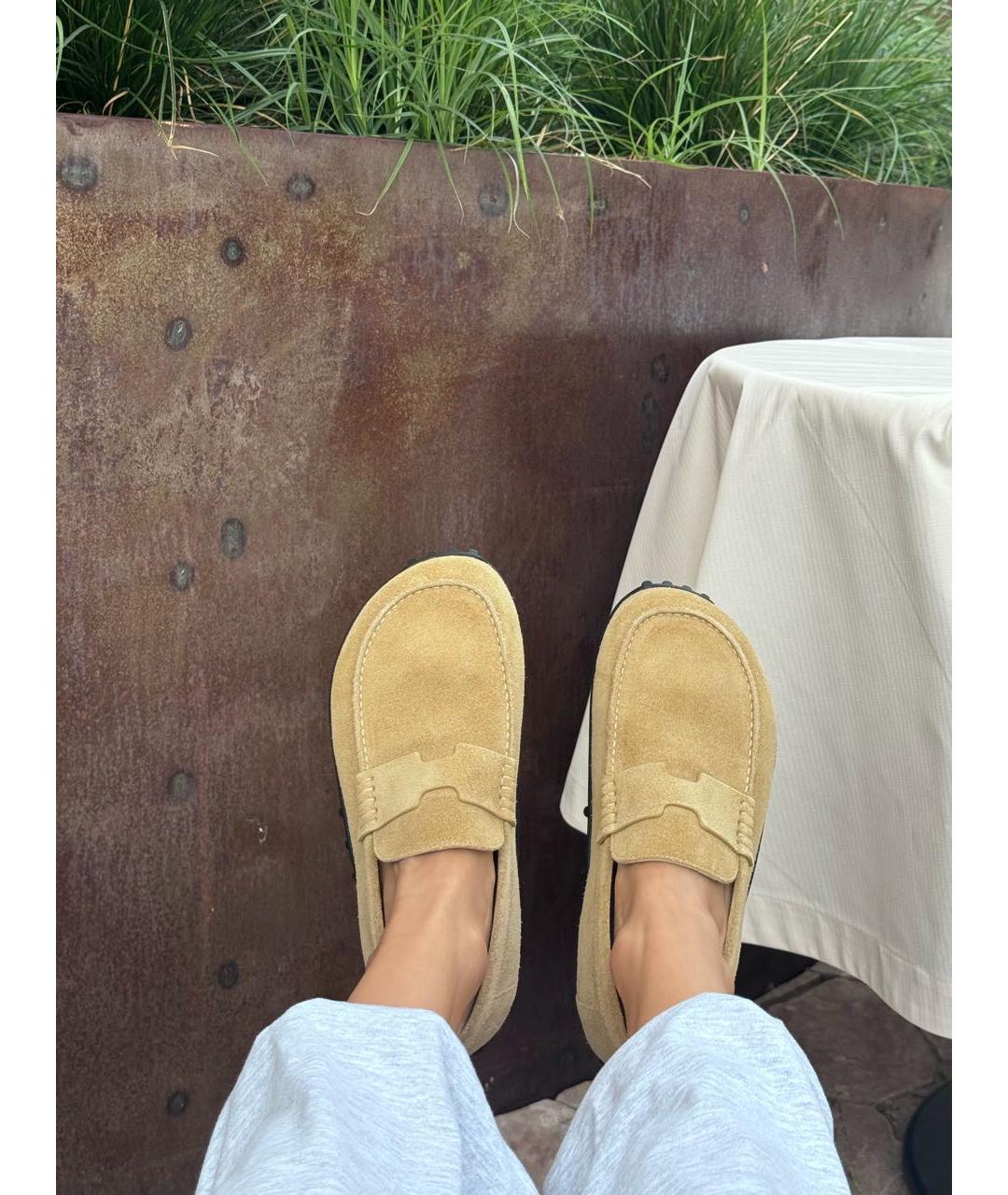 HERMES Горчичные замшевые лоферы, фото 5