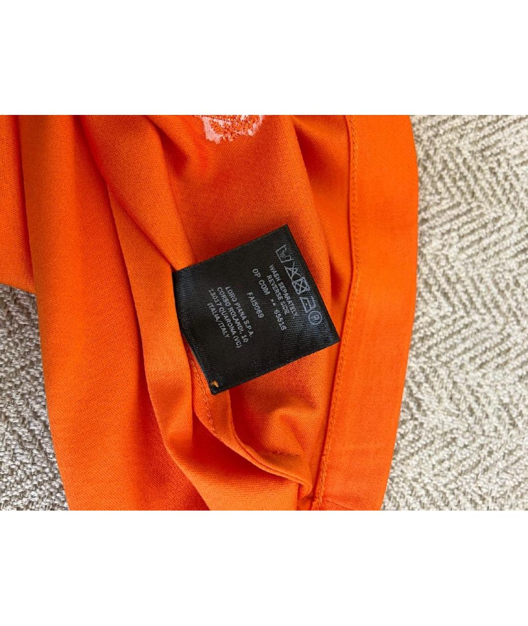 LORO PIANA Оранжевая хлопковая футболка, фото 7