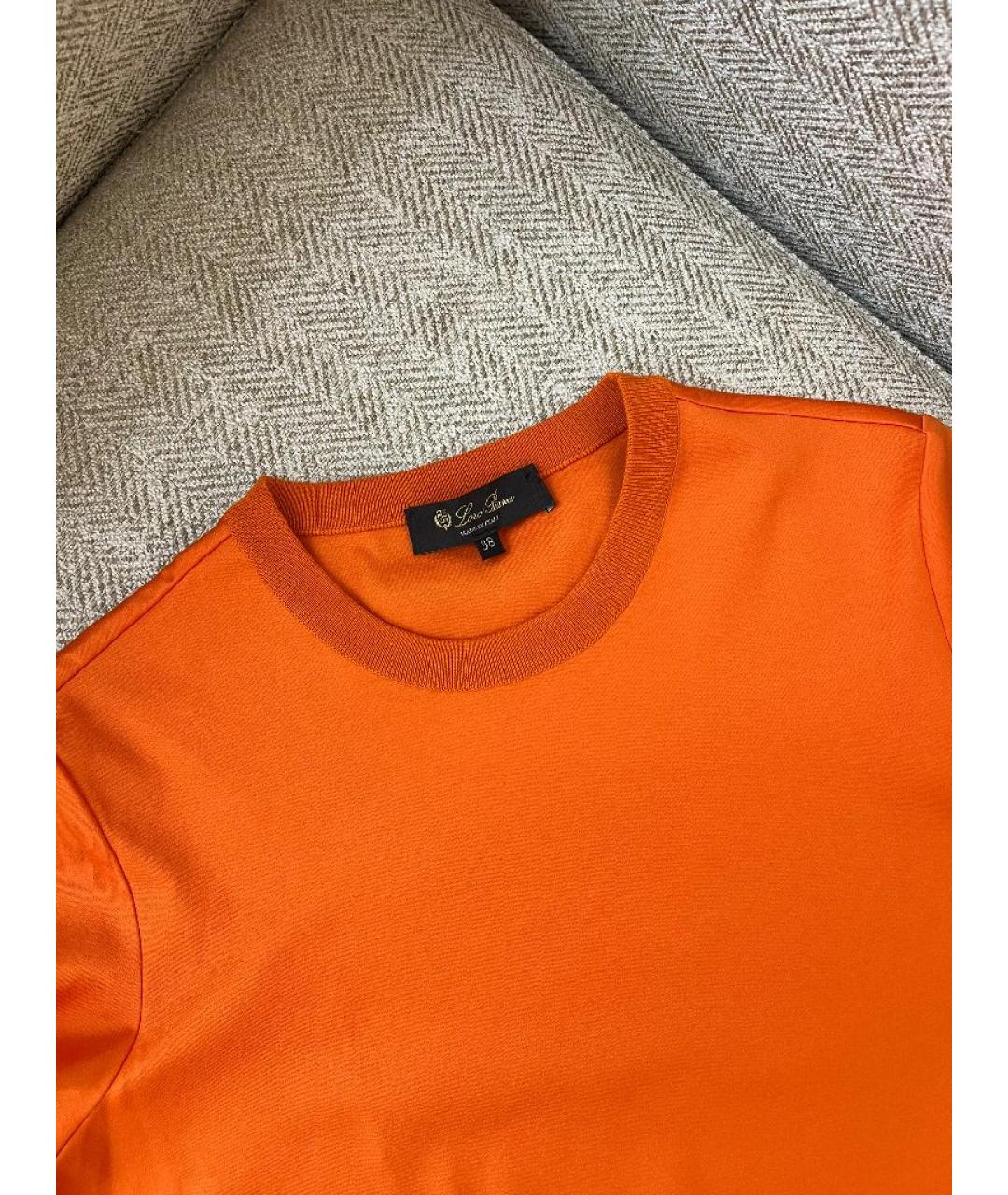 LORO PIANA Оранжевая хлопковая футболка, фото 3