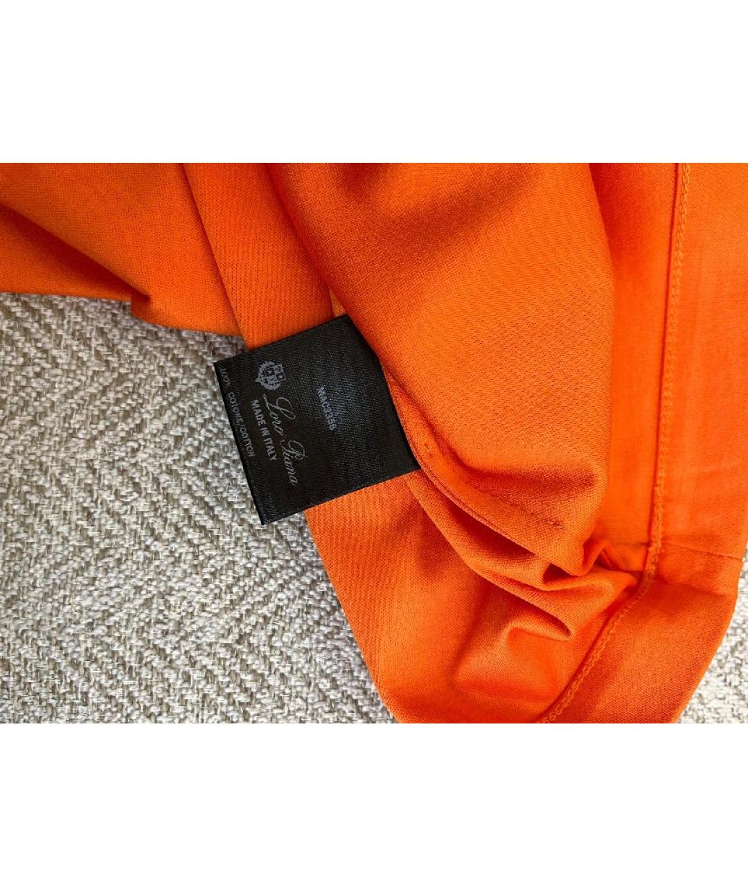LORO PIANA Оранжевая хлопковая футболка, фото 6