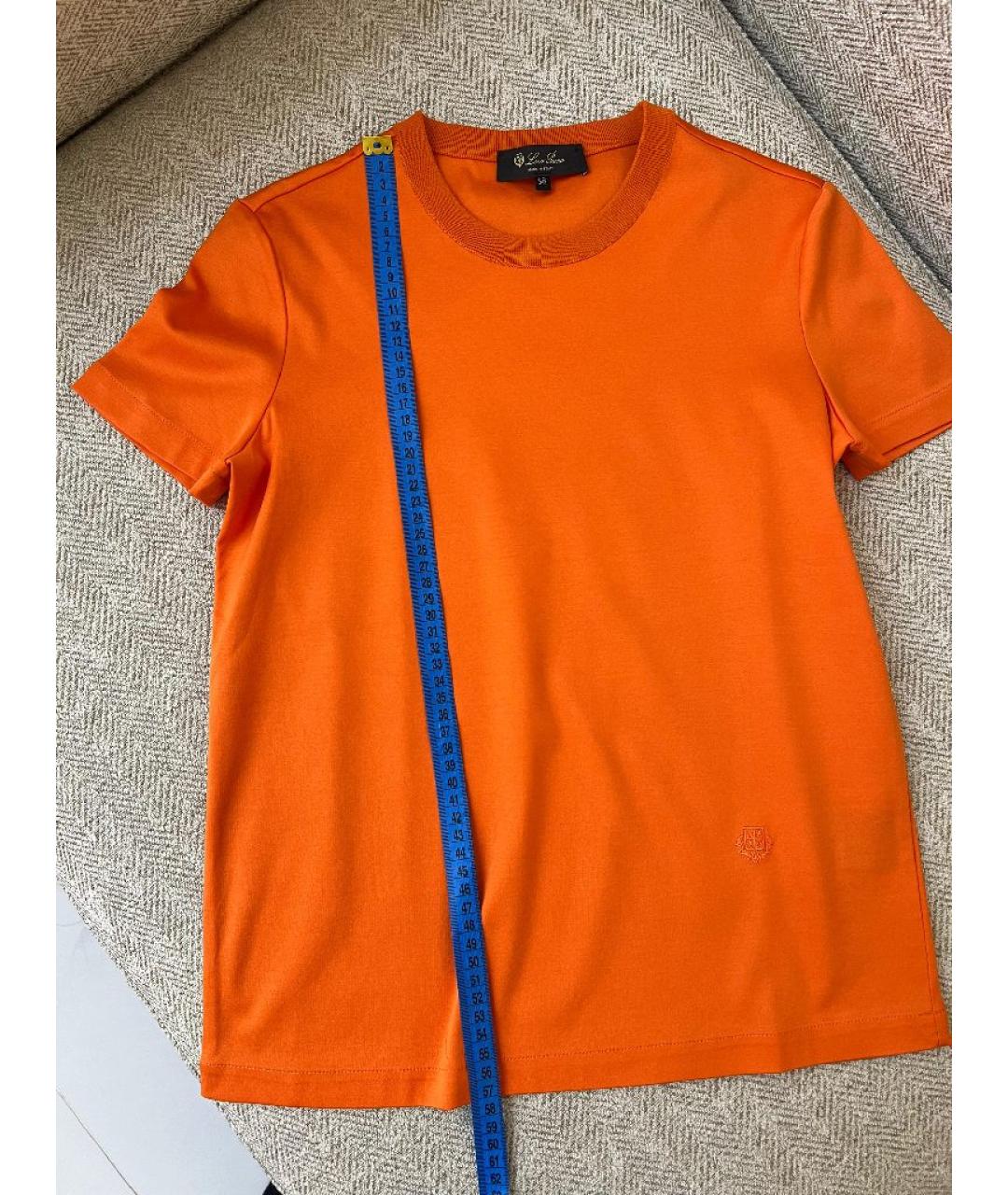 LORO PIANA Оранжевая хлопковая футболка, фото 8