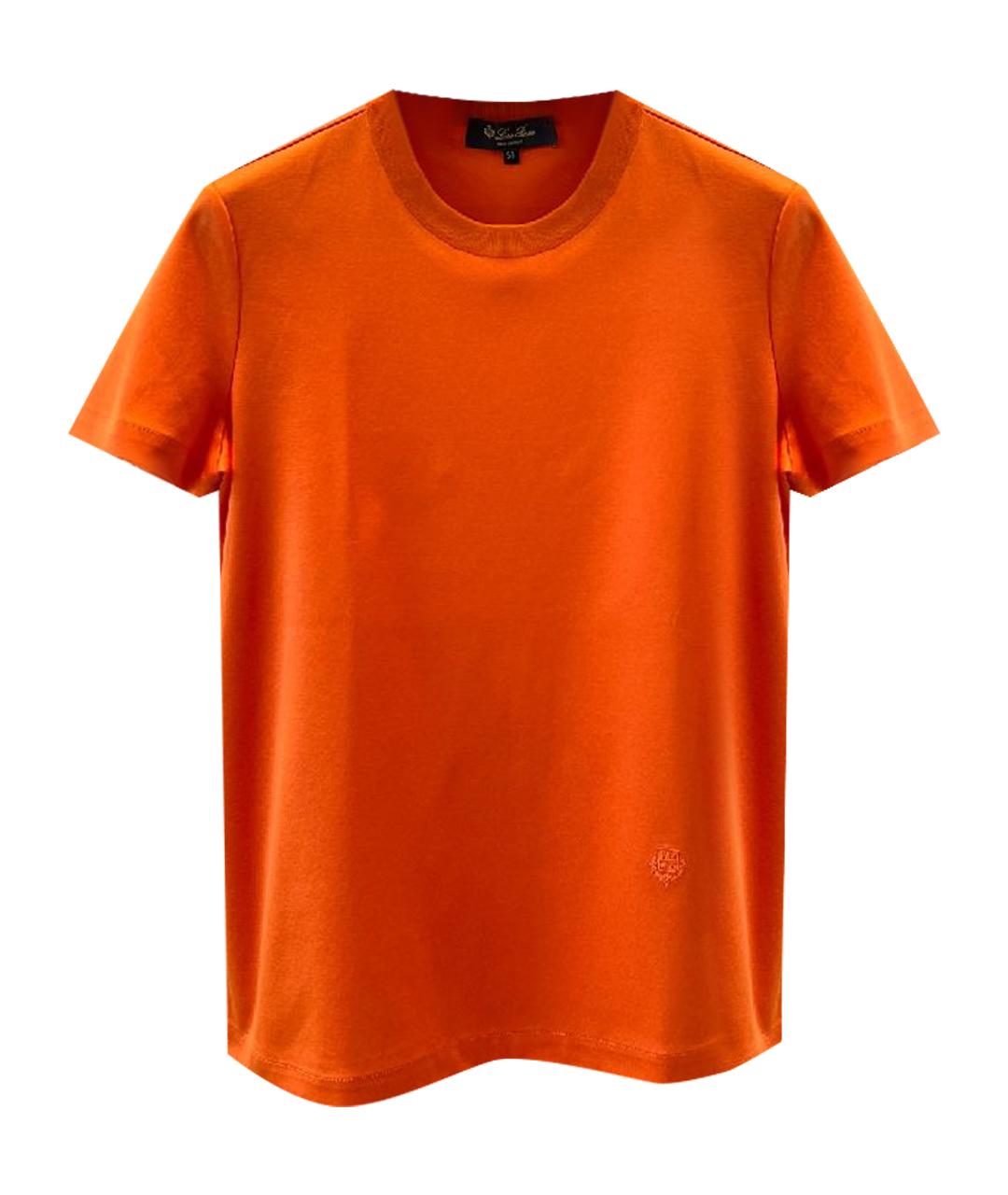 LORO PIANA Оранжевая хлопковая футболка, фото 1