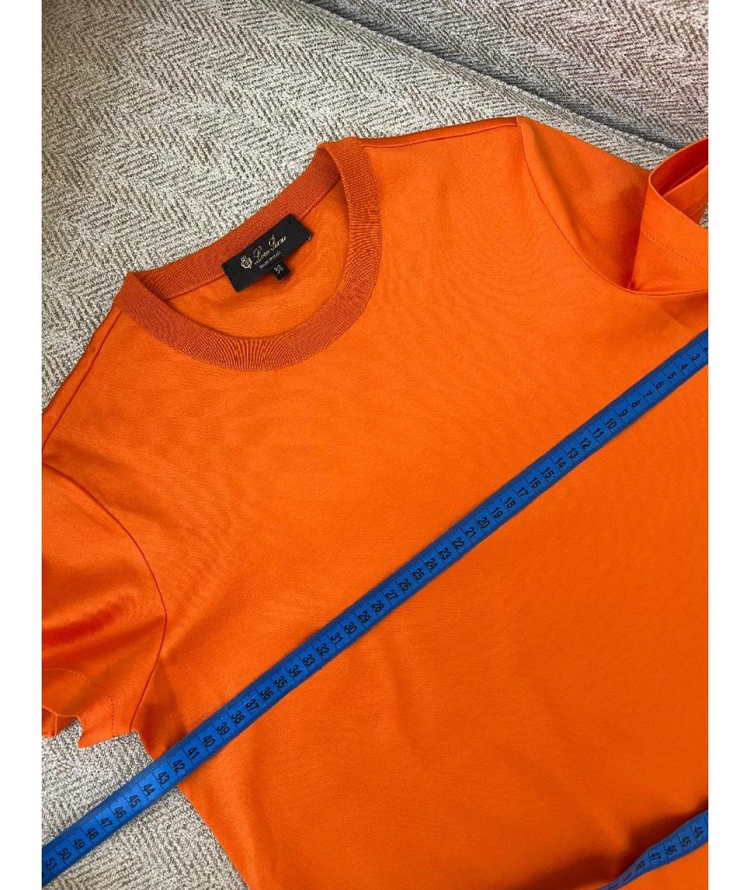 LORO PIANA Оранжевая хлопковая футболка, фото 5
