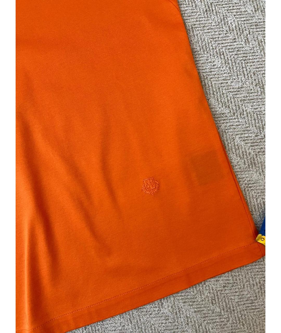 LORO PIANA Оранжевая хлопковая футболка, фото 4