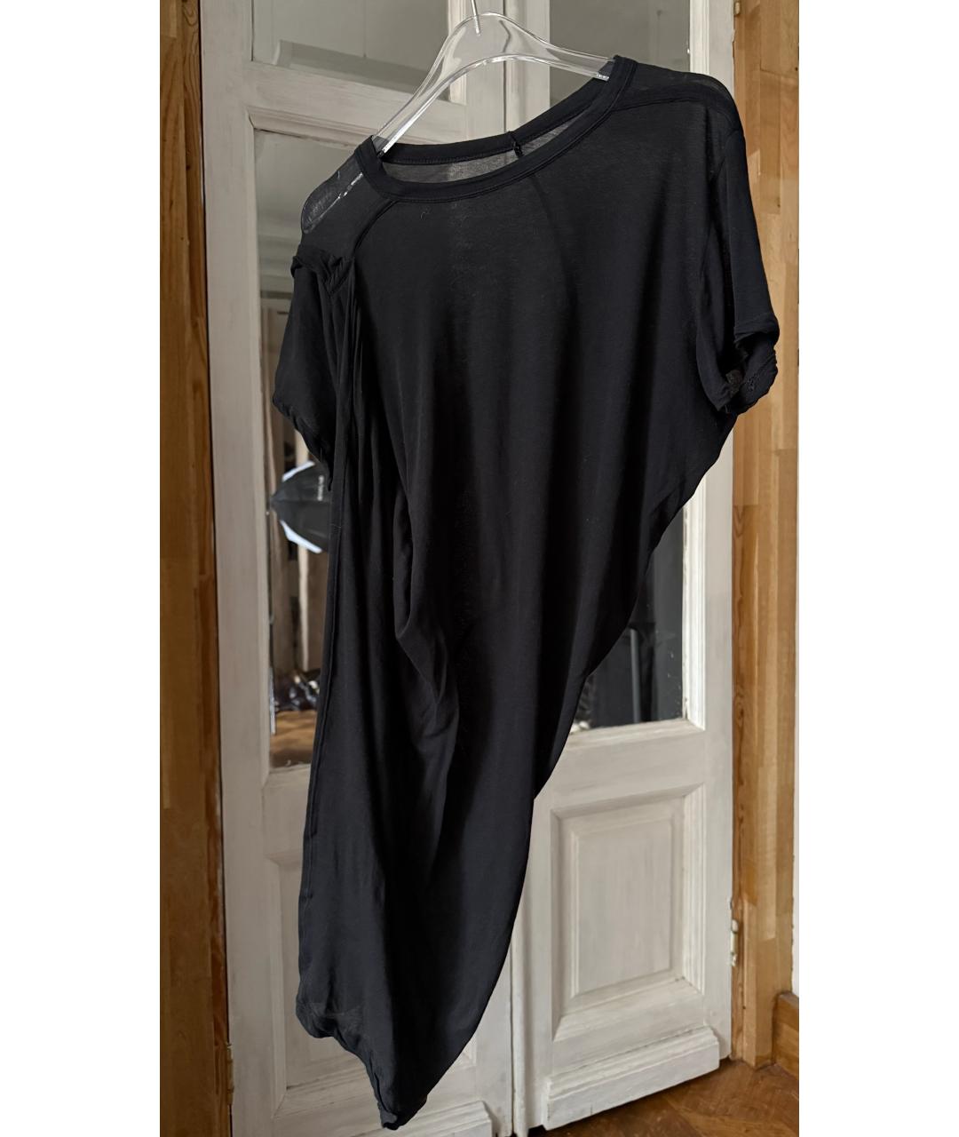 RICK OWENS Черная хлопковая футболка, фото 6