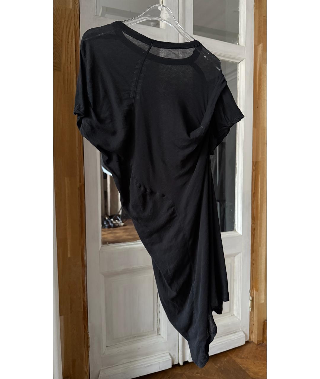 RICK OWENS Черная хлопковая футболка, фото 2