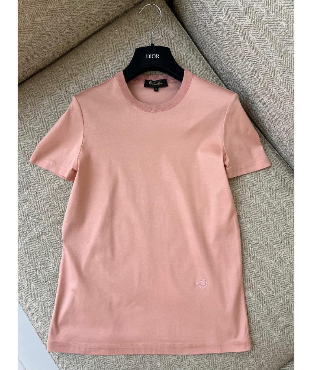 LORO PIANA Коралловая хлопковая футболка, фото 6