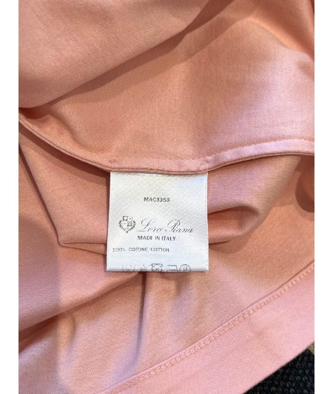 LORO PIANA Коралловая хлопковая футболка, фото 4