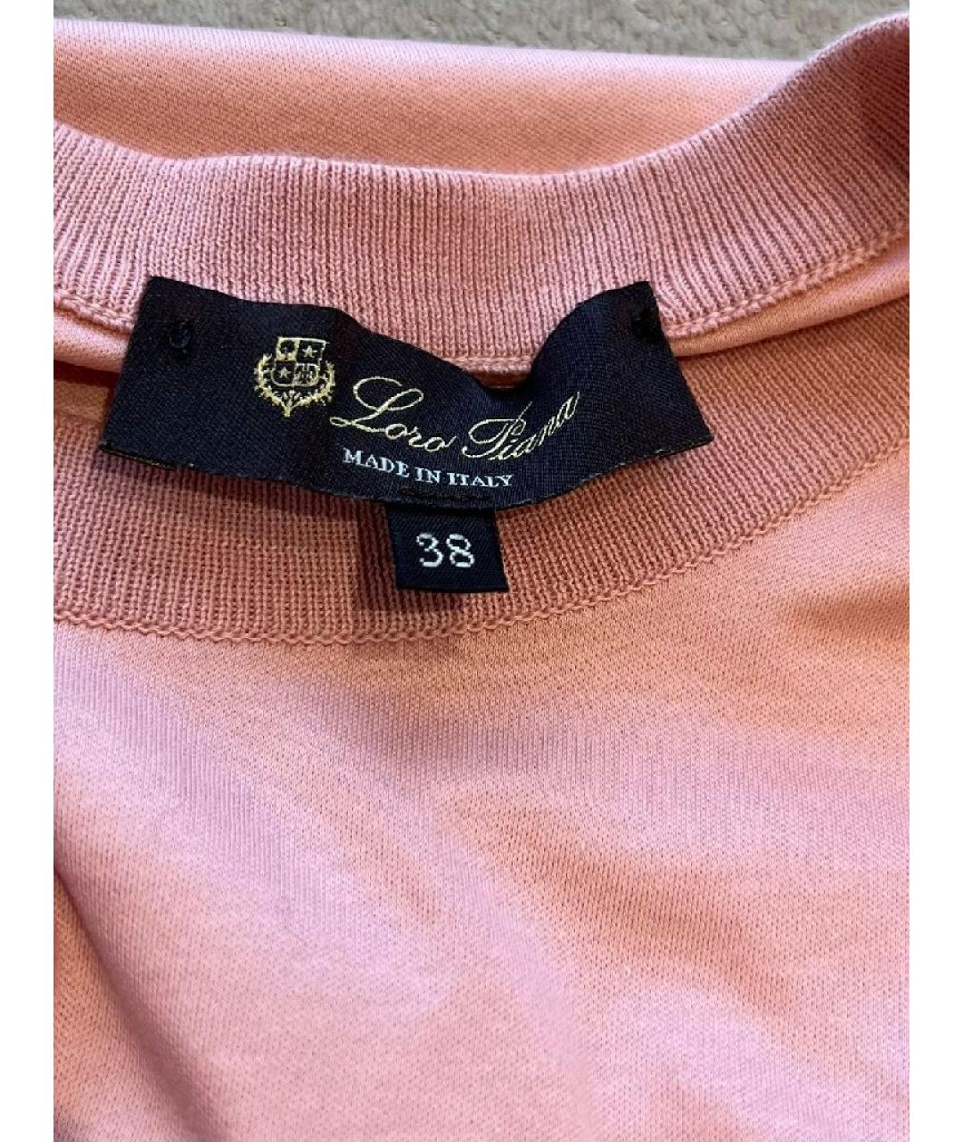 LORO PIANA Коралловая хлопковая футболка, фото 3