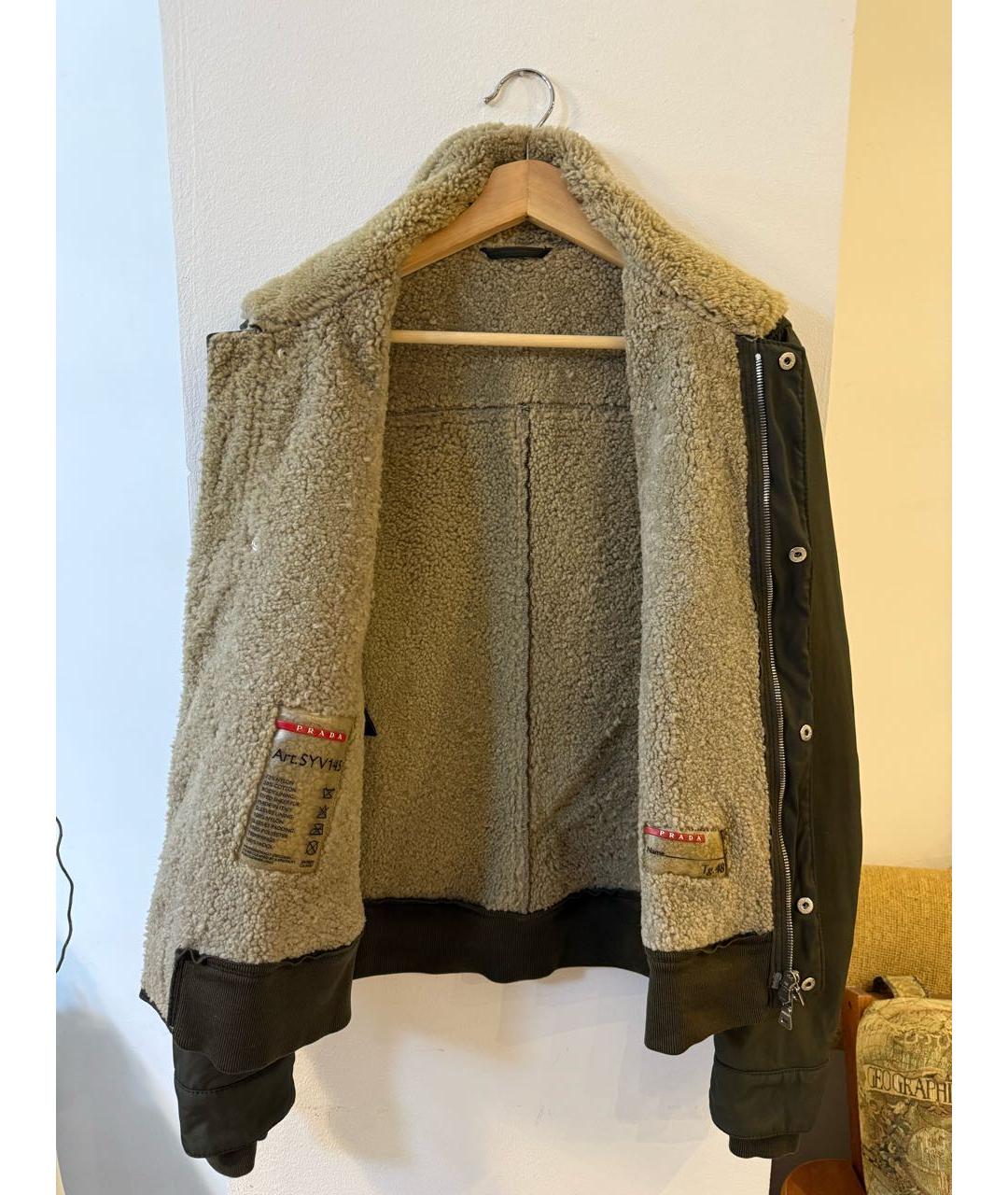 PRADA Хаки шерстяная дубленка/шуба, фото 3