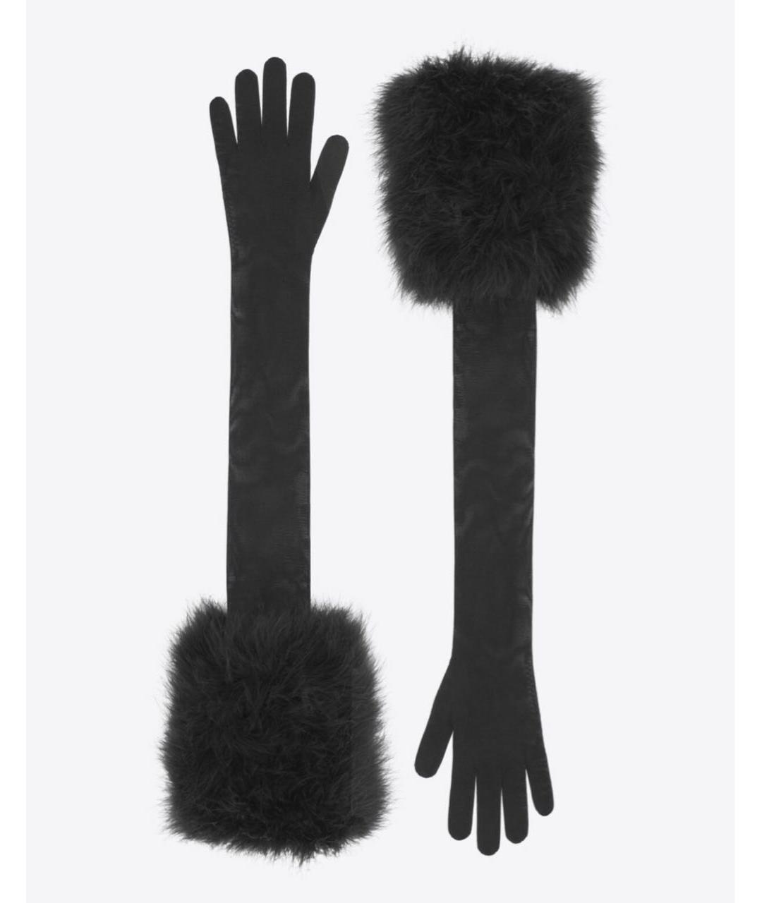 SAINT LAURENT Черные шерстяные перчатки, фото 9