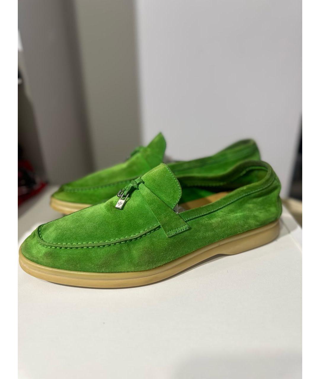LORO PIANA Зеленые замшевые лоферы, фото 2