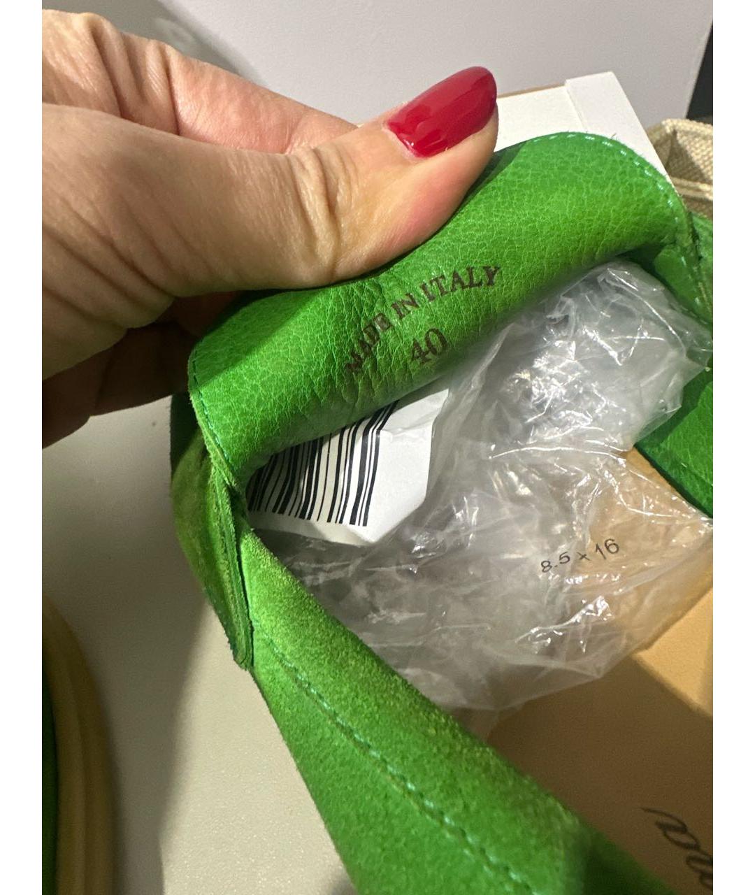 LORO PIANA Зеленые замшевые лоферы, фото 5