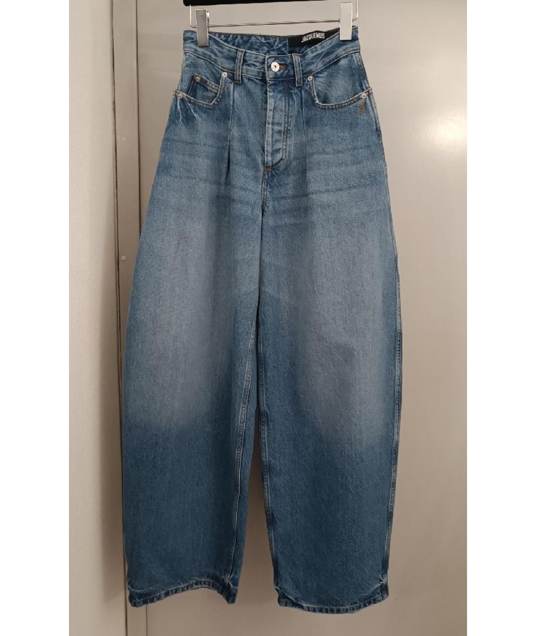 JACQUEMUS Голубые хлопковые прямые джинсы, фото 8