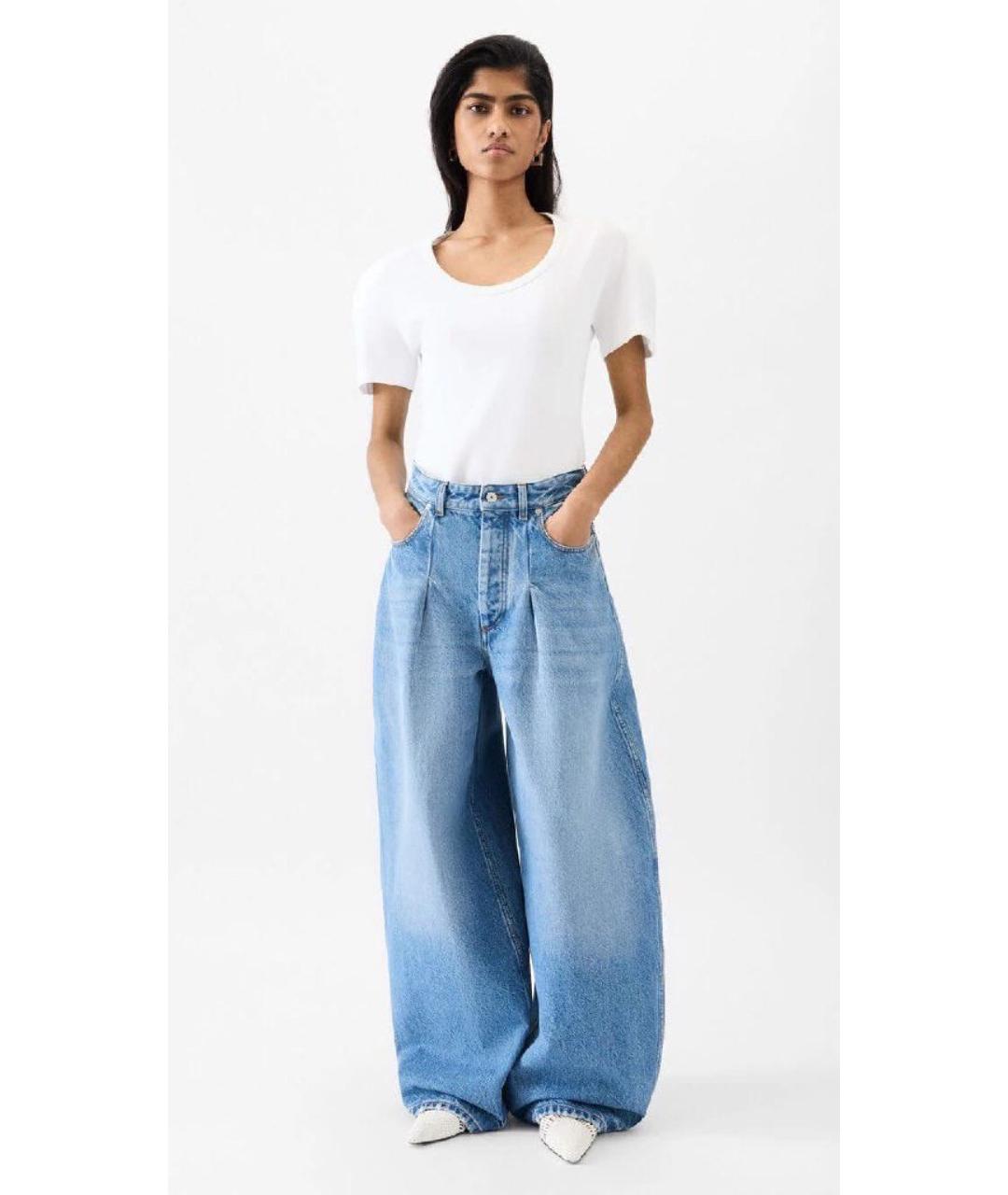 JACQUEMUS Голубые хлопковые прямые джинсы, фото 5