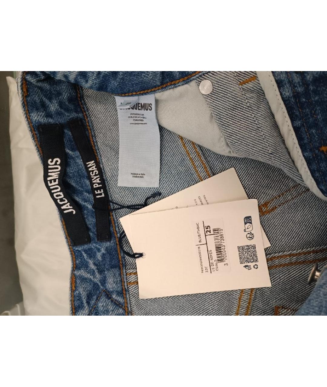 JACQUEMUS Голубые хлопковые прямые джинсы, фото 3