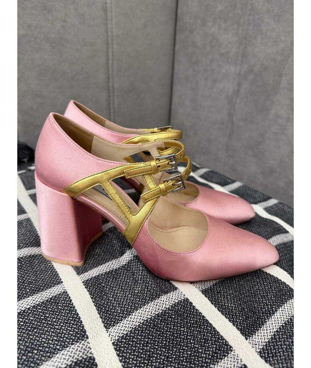 PRADA Розовые текстильные туфли, фото 8