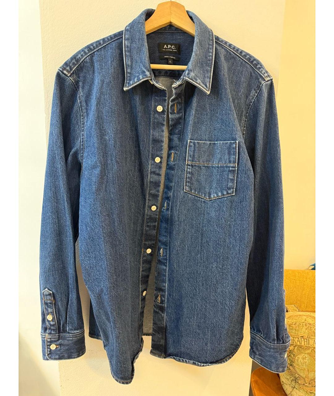 A.P.C. Синяя хлопковая кэжуал рубашка, фото 8