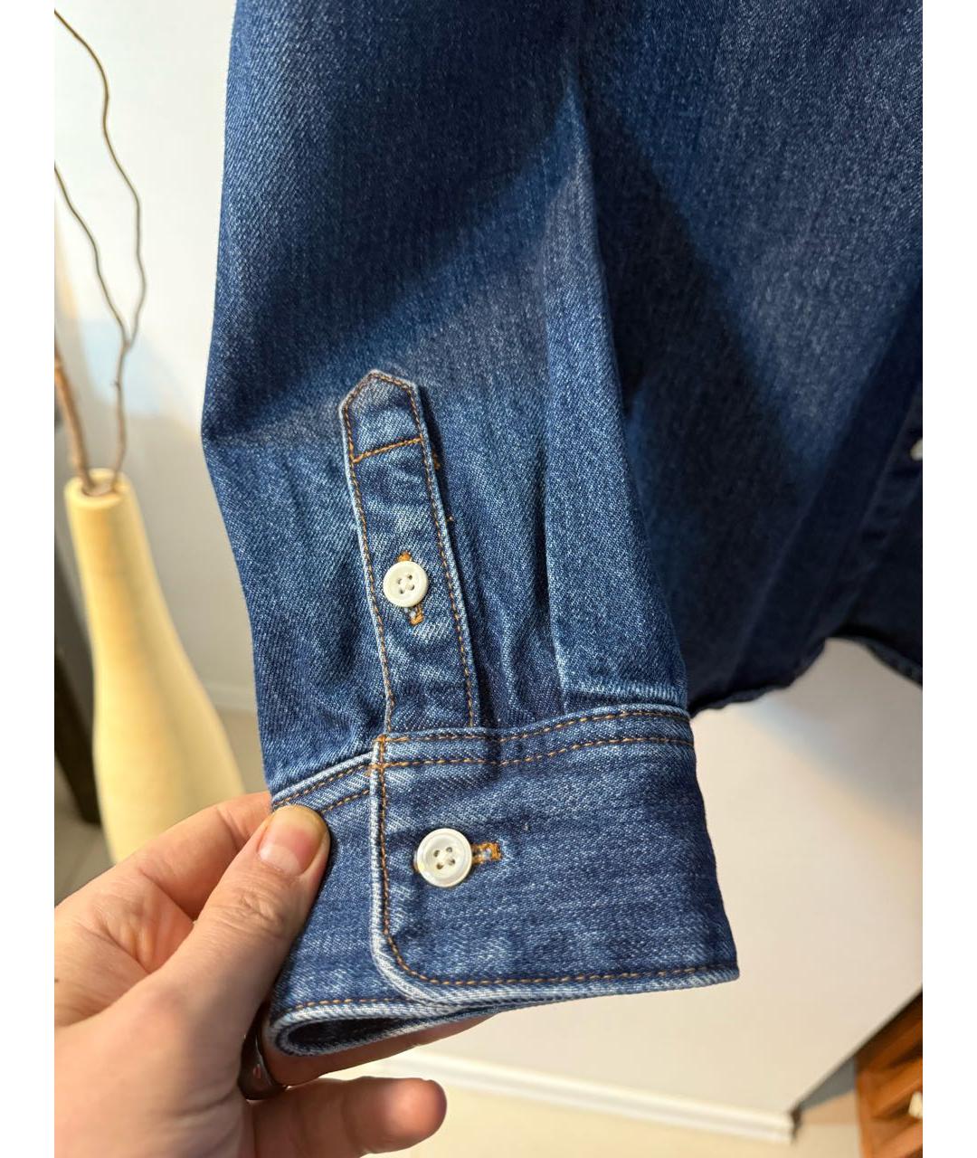 A.P.C. Синяя хлопковая кэжуал рубашка, фото 4