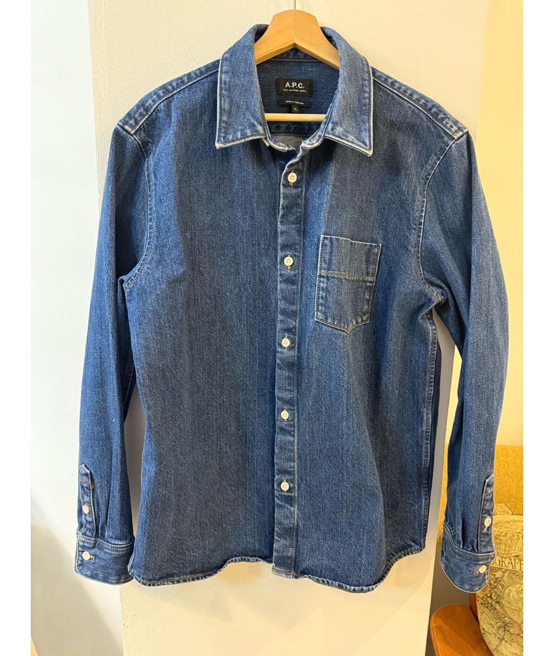 A.P.C. Синяя хлопковая кэжуал рубашка, фото 9