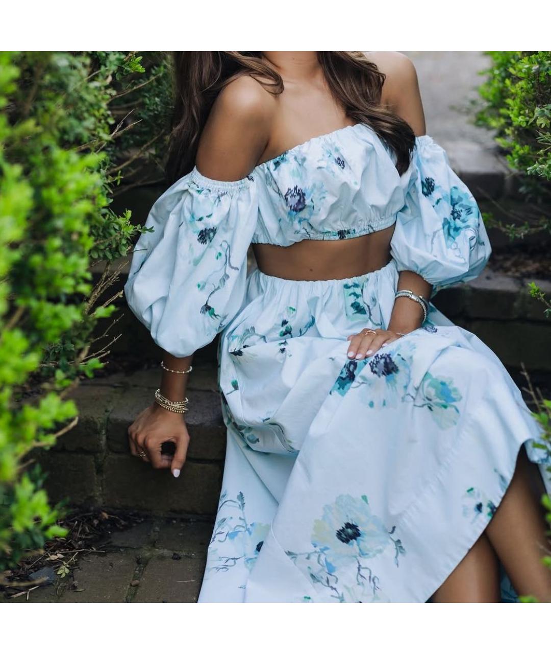 ZIMMERMANN Голубой хлопковый костюм с юбками, фото 2