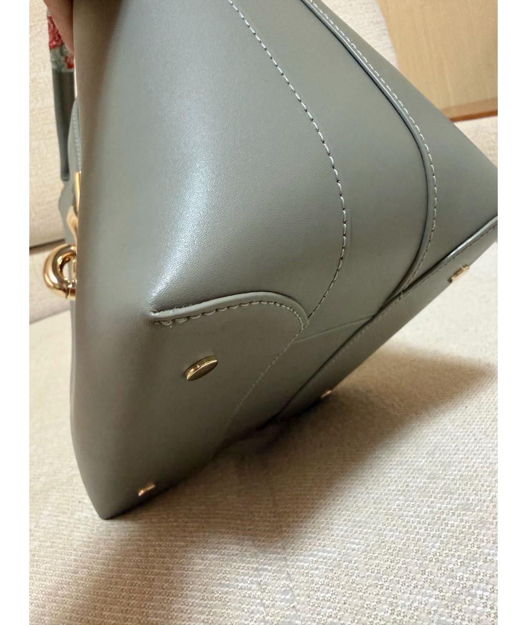 FURLA Бирюзовая кожаная сумка с короткими ручками, фото 4