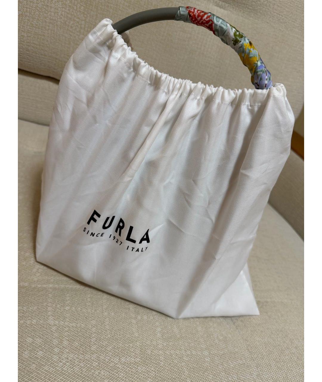 FURLA Бирюзовая кожаная сумка с короткими ручками, фото 6