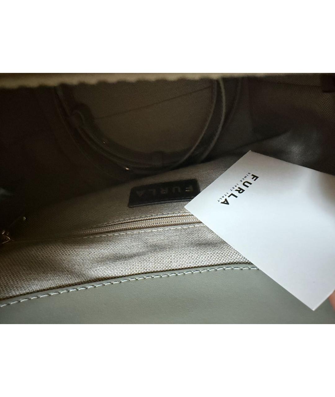 FURLA Бирюзовая кожаная сумка с короткими ручками, фото 5