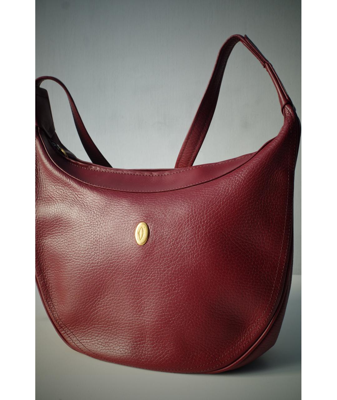 CARTIER Бордовая кожаная сумка через плечо, фото 2