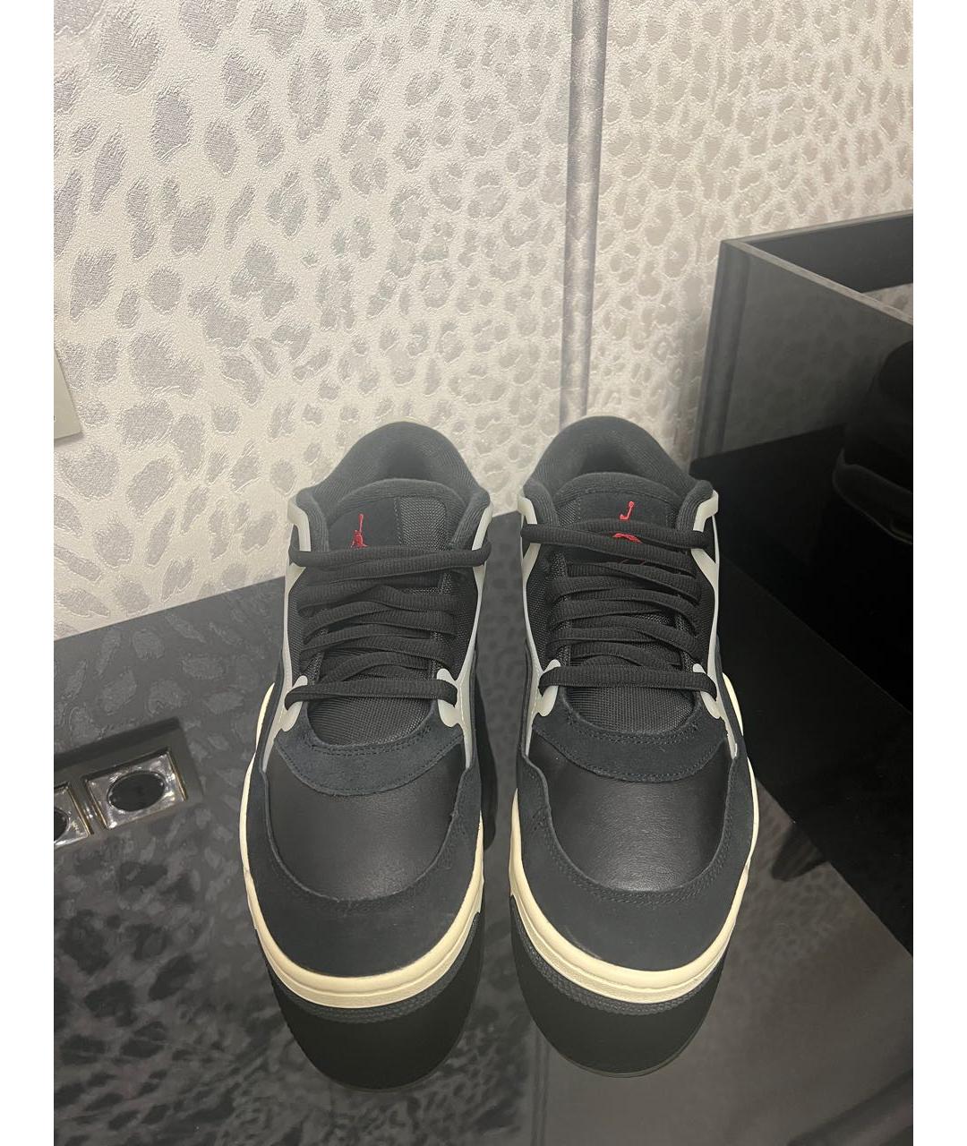 JORDAN Черные кожаные высокие кроссовки / кеды, фото 2