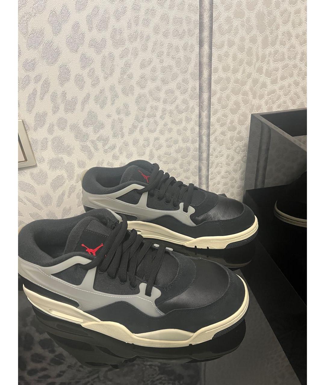 JORDAN Черные кожаные высокие кроссовки / кеды, фото 5
