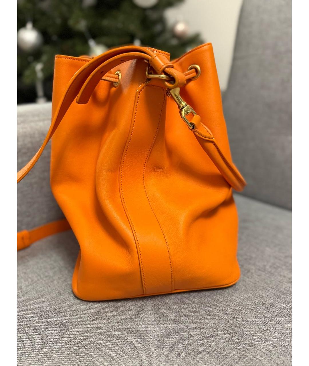 SAINT LAURENT Оранжевая кожаная сумка через плечо, фото 3