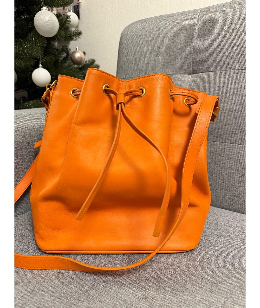 SAINT LAURENT Оранжевая кожаная сумка через плечо, фото 7