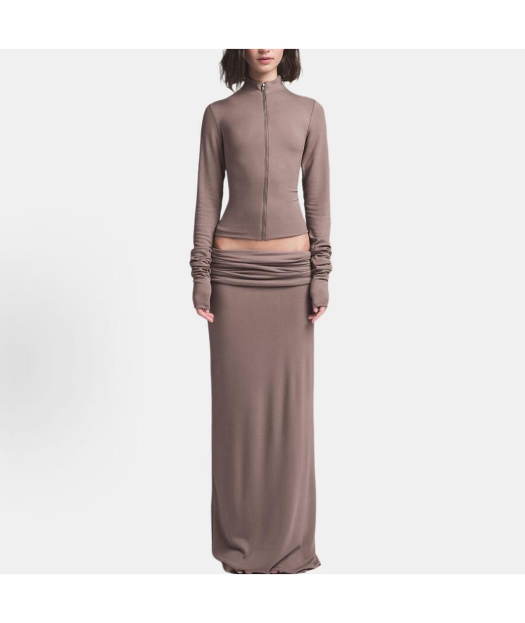 SKIMS Коричневый хлопко-эластановый кардиган, фото 4