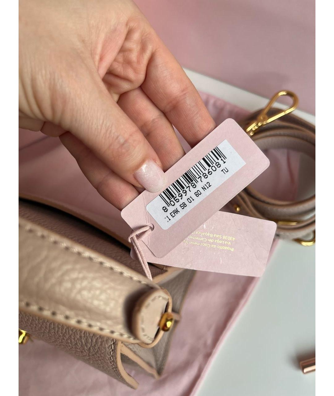 COCCINELLE Бежевая кожаная сумка с короткими ручками, фото 6