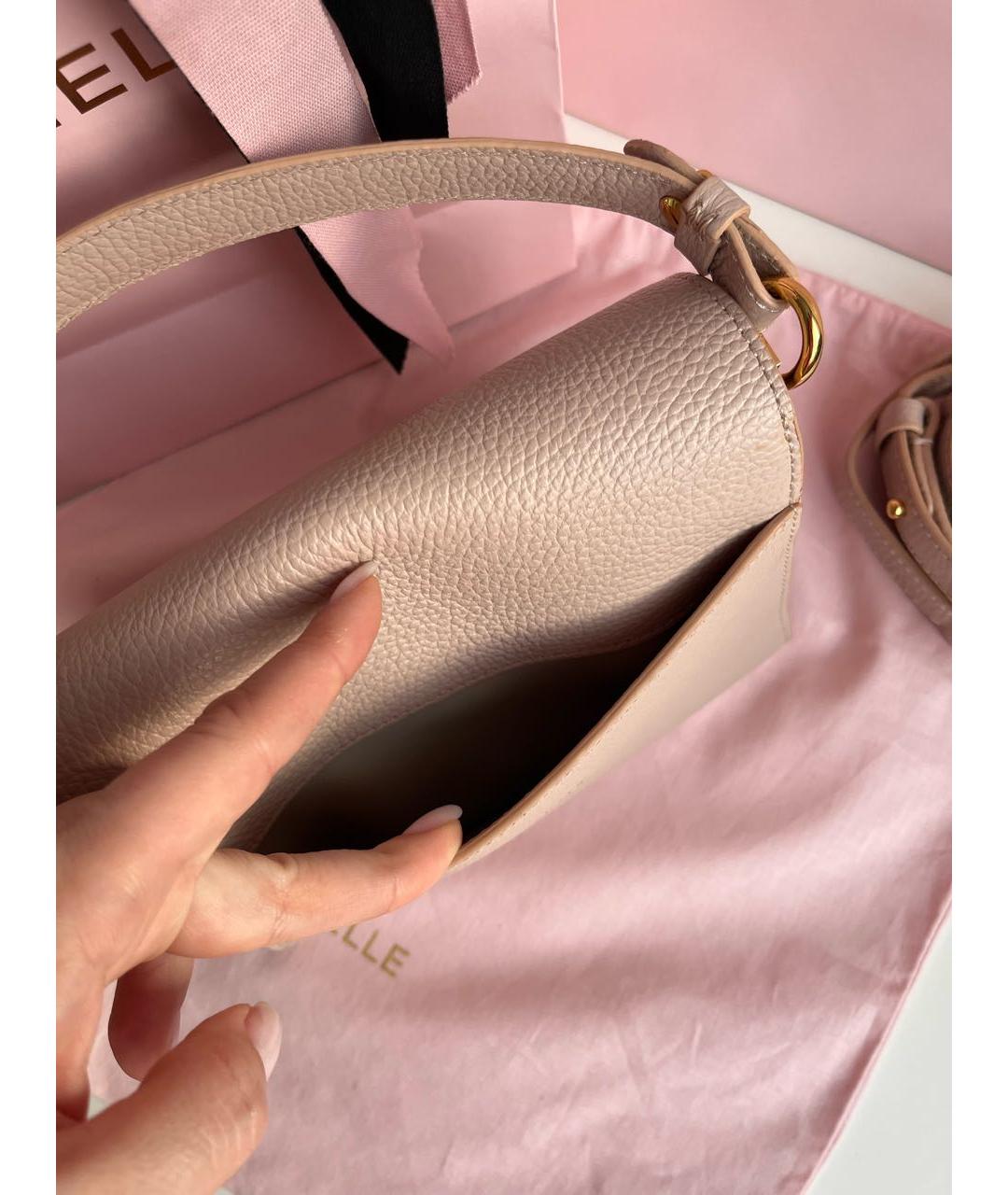 COCCINELLE Бежевая кожаная сумка с короткими ручками, фото 5