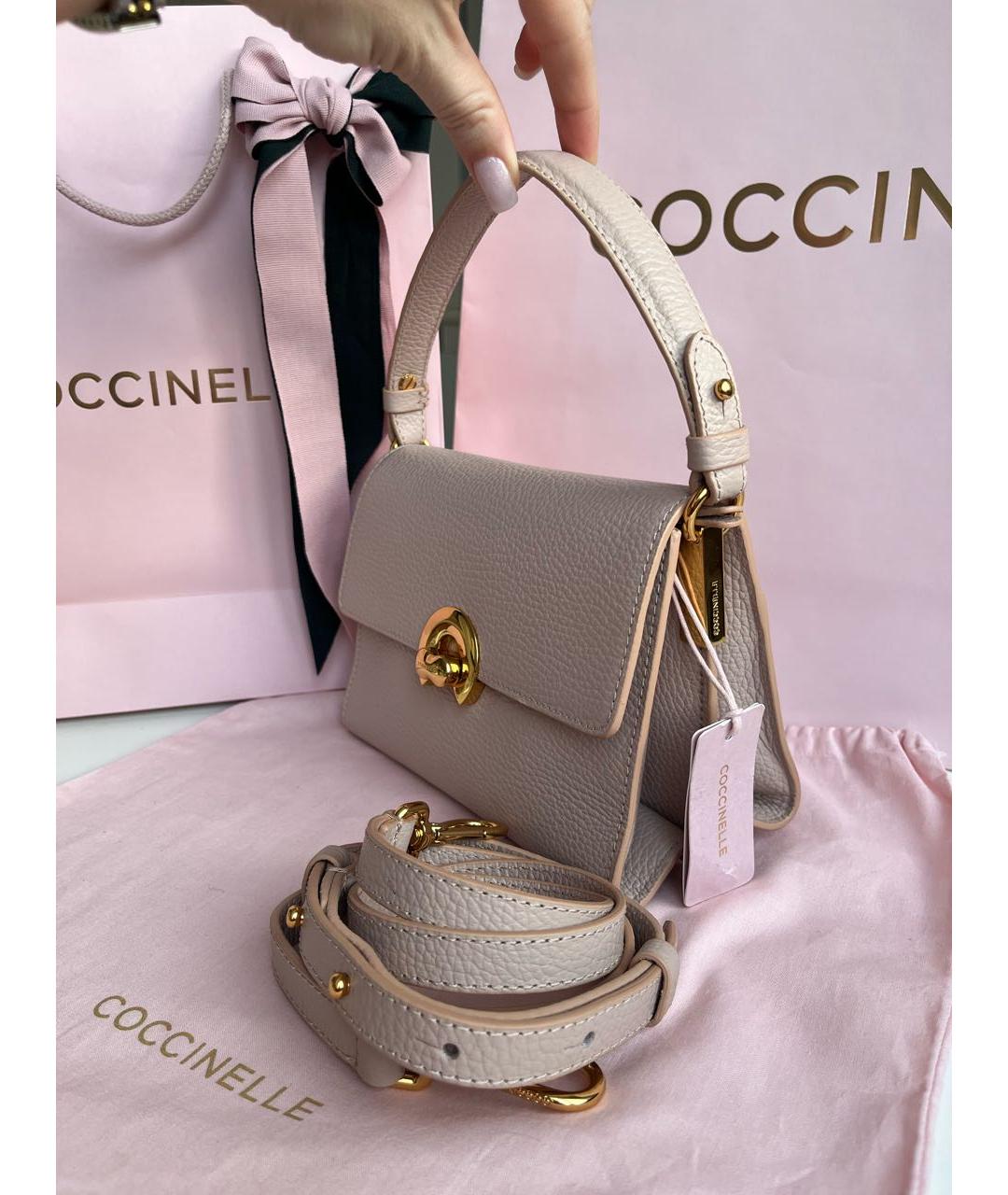 COCCINELLE Бежевая кожаная сумка с короткими ручками, фото 2