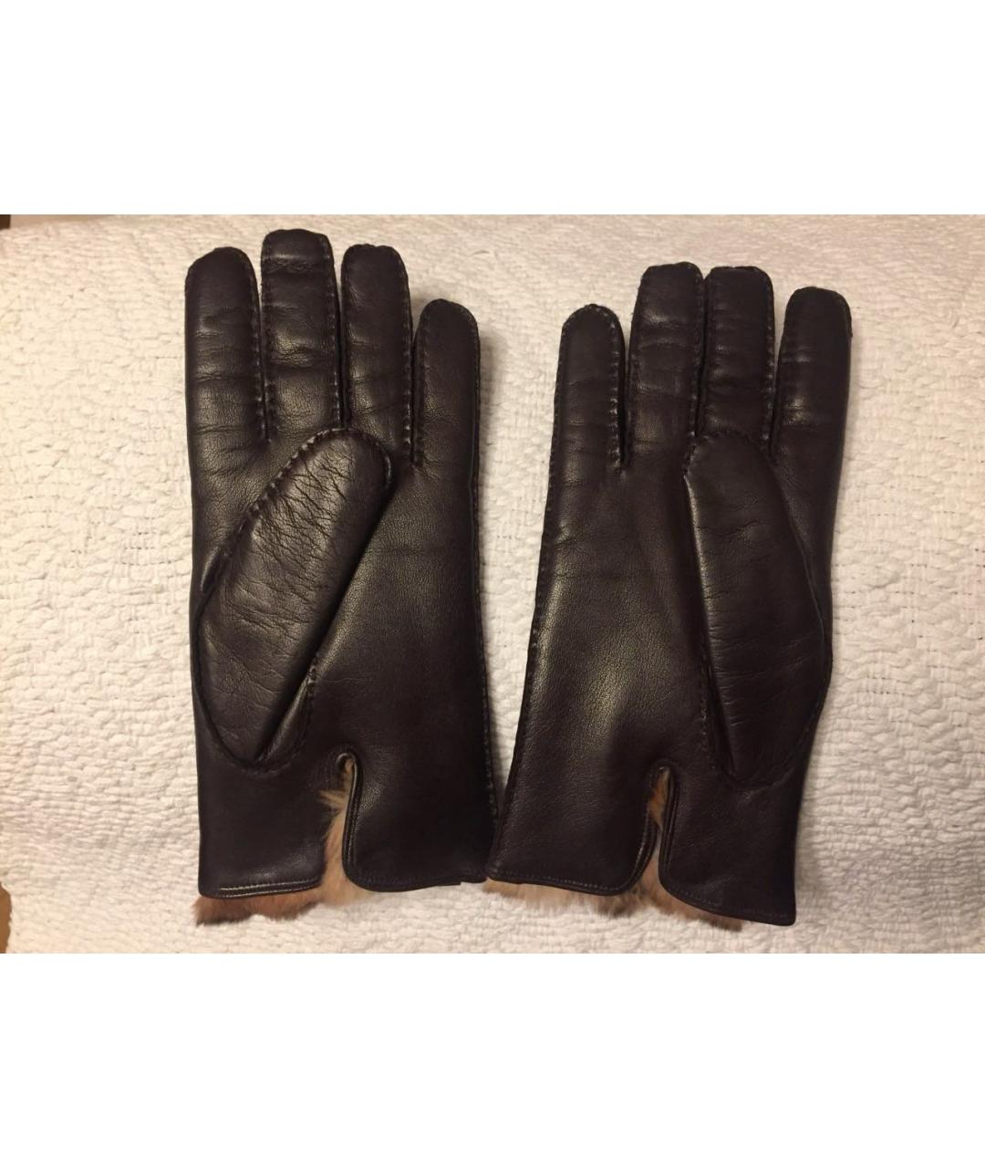 GIORGIO ARMANI Коричневые кожаные перчатки, фото 2