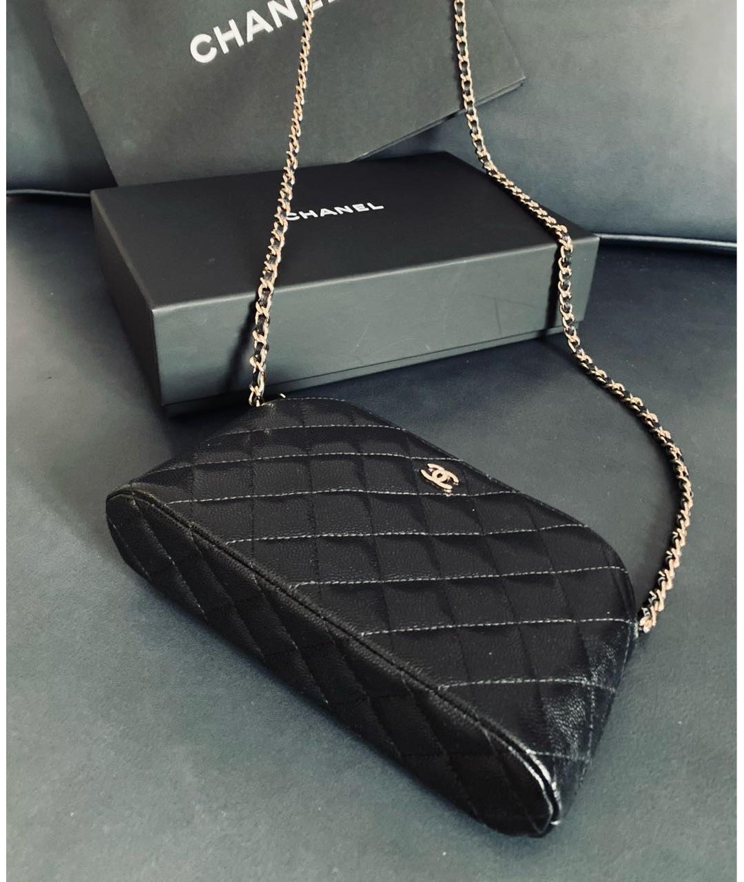 CHANEL Черная кожаная сумка через плечо, фото 7