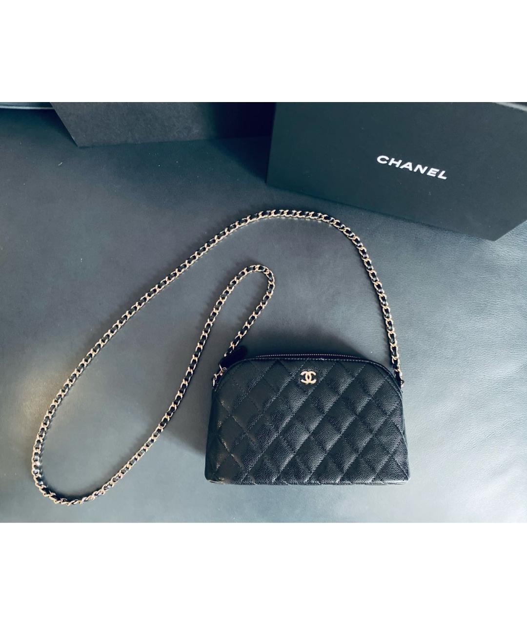 CHANEL Черная кожаная сумка через плечо, фото 8