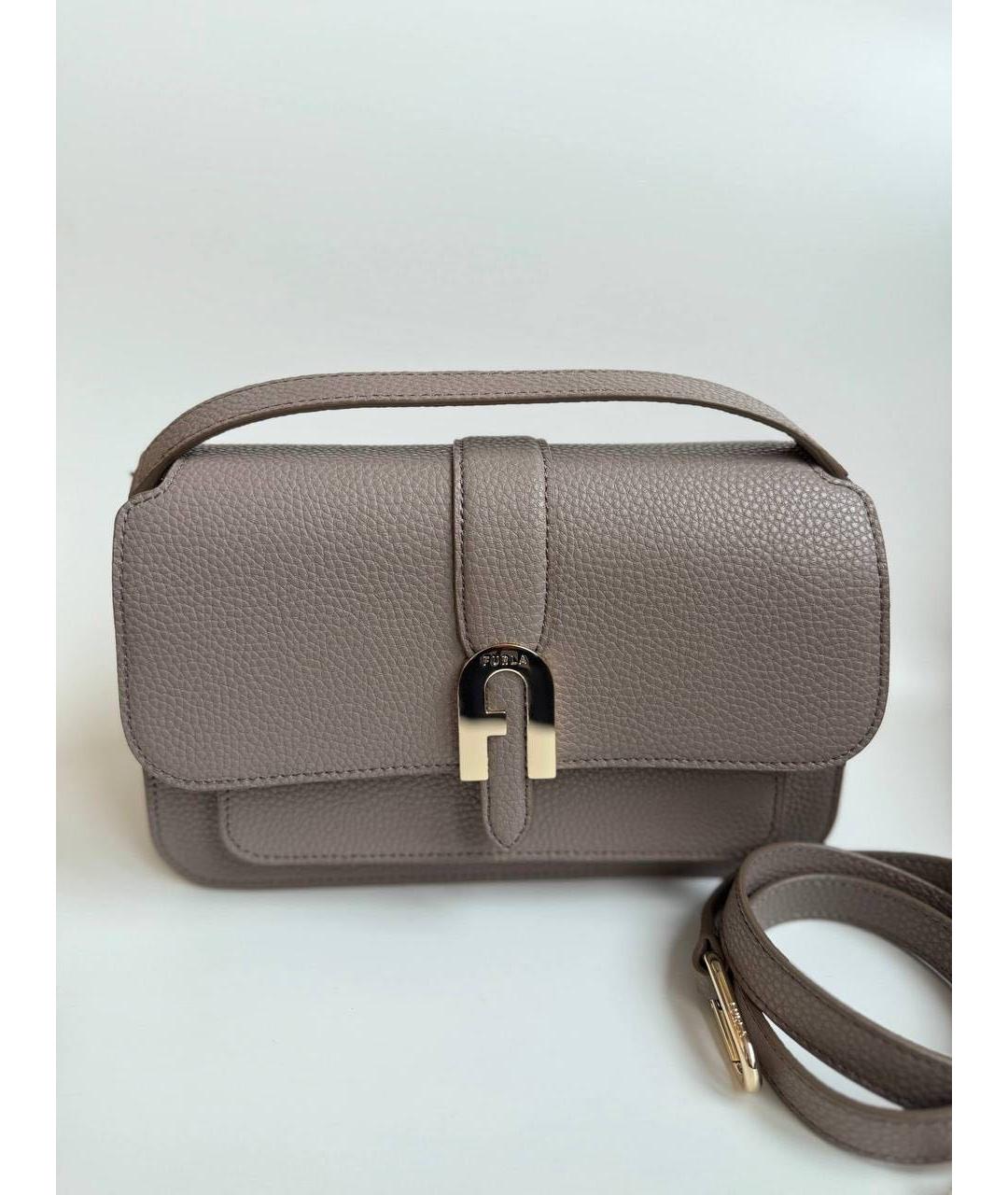 FURLA Бежевая кожаная сумка через плечо, фото 5