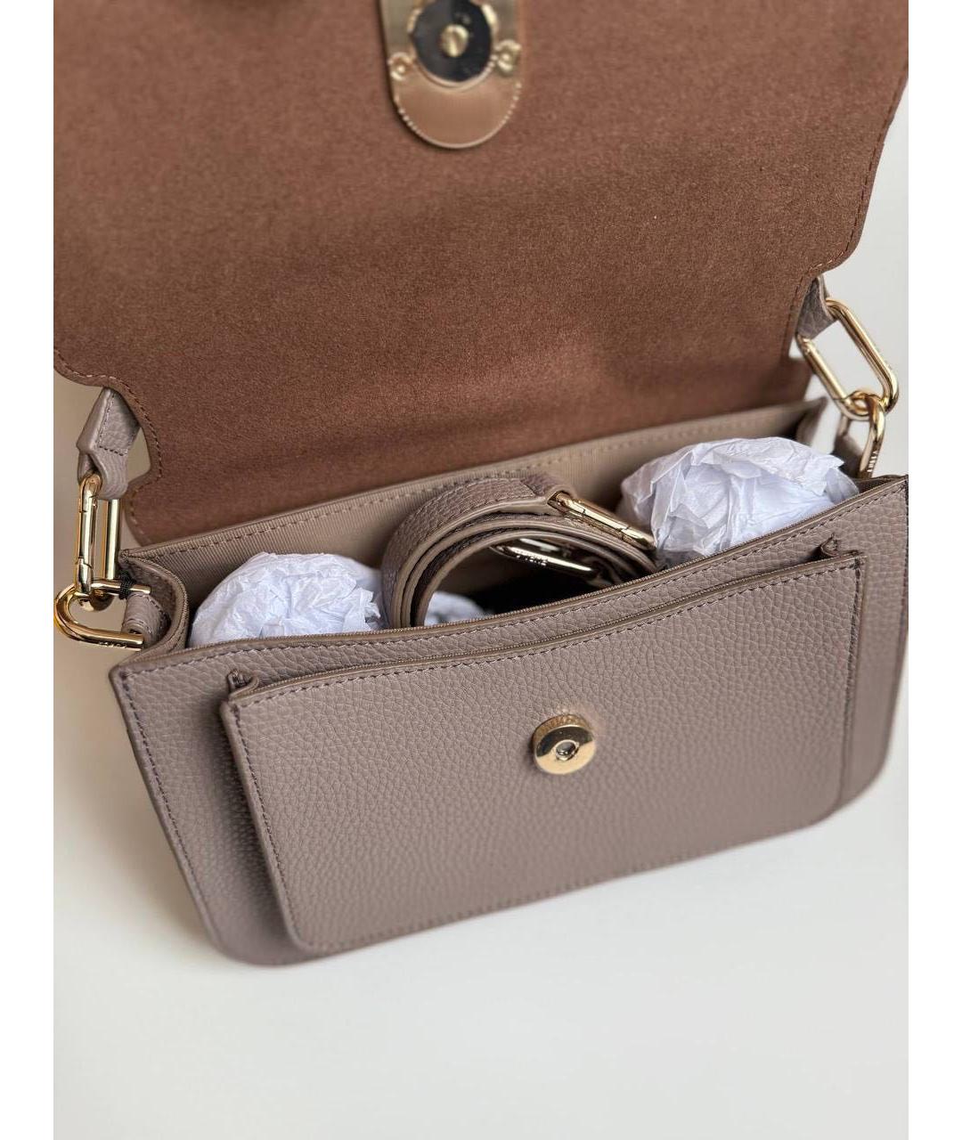 FURLA Бежевая кожаная сумка через плечо, фото 4