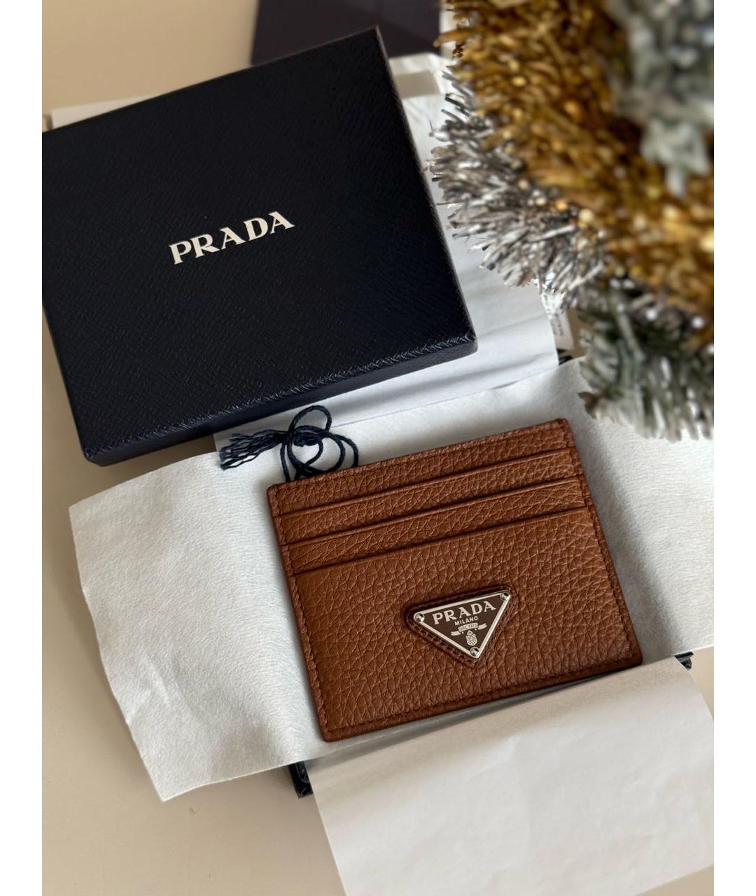 PRADA Коричневый кожаный кошелек, фото 4