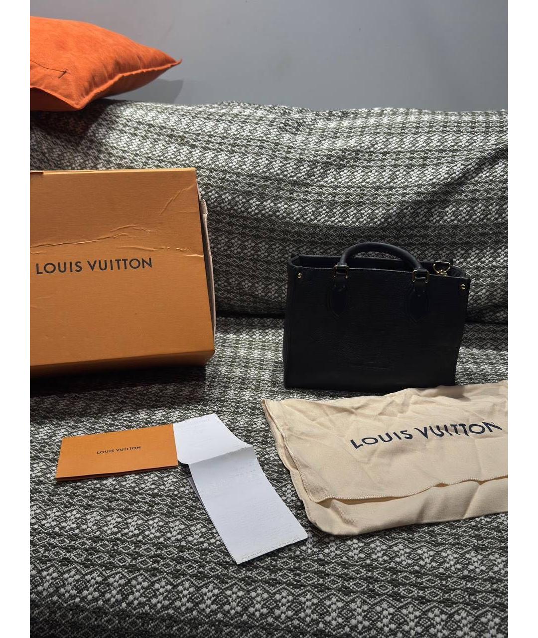 LOUIS VUITTON Черная кожаная сумка тоут, фото 2