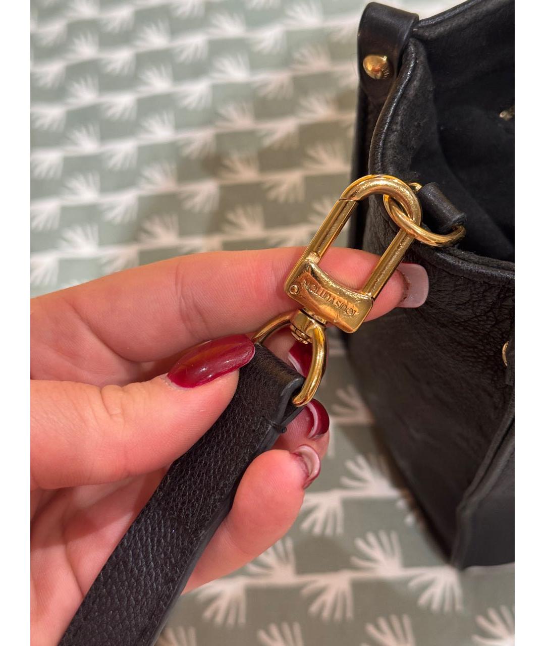 LOUIS VUITTON Черная кожаная сумка тоут, фото 3