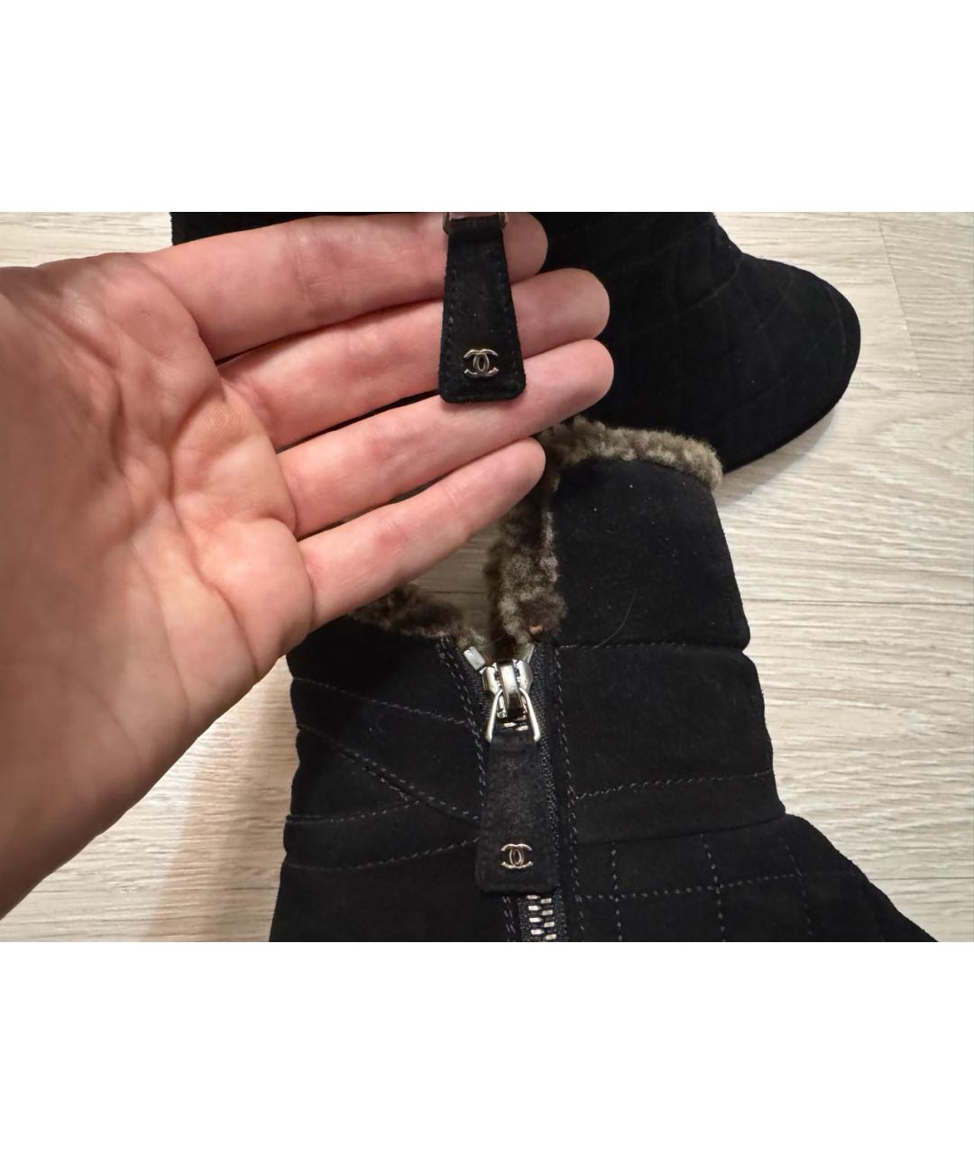 CHANEL Черные замшевые полусапоги, фото 8
