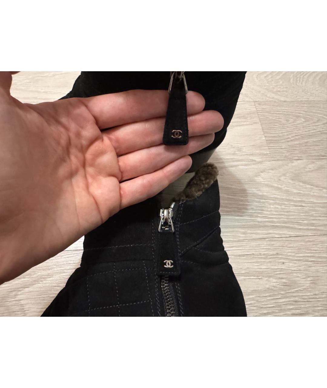 CHANEL Черные замшевые полусапоги, фото 7