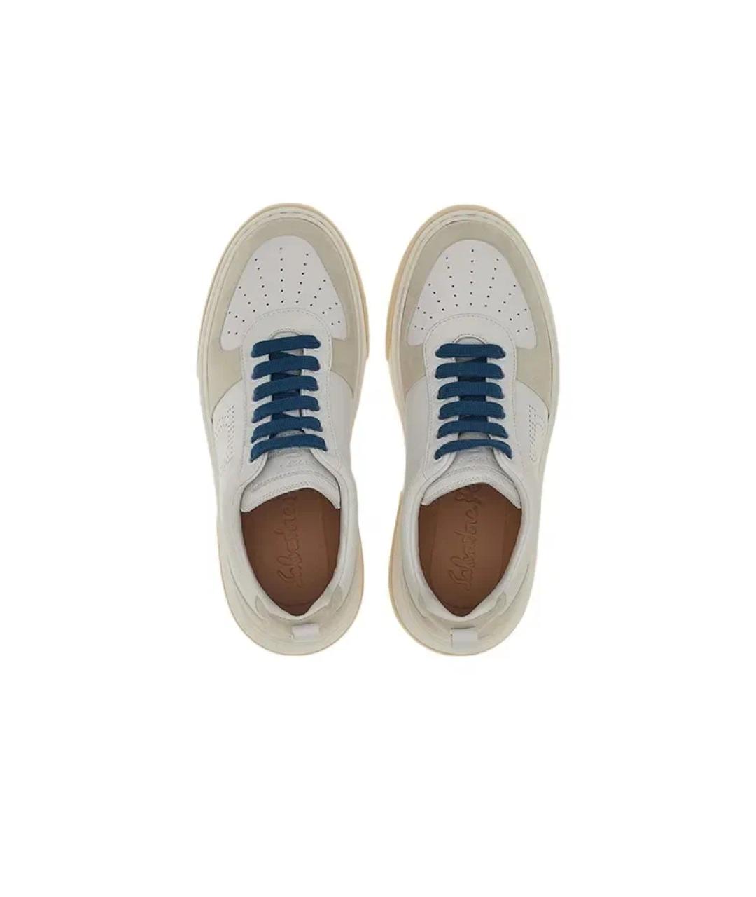 FERRAGAMO Бежевые кожаные низкие кроссовки / кеды, фото 4