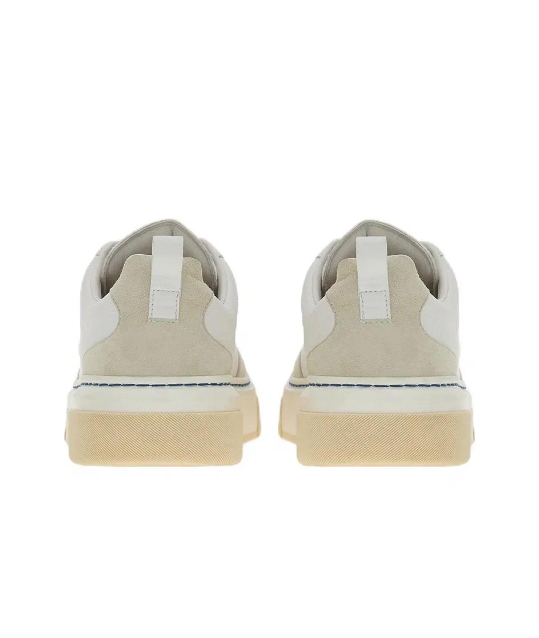 FERRAGAMO Бежевые кожаные низкие кроссовки / кеды, фото 3